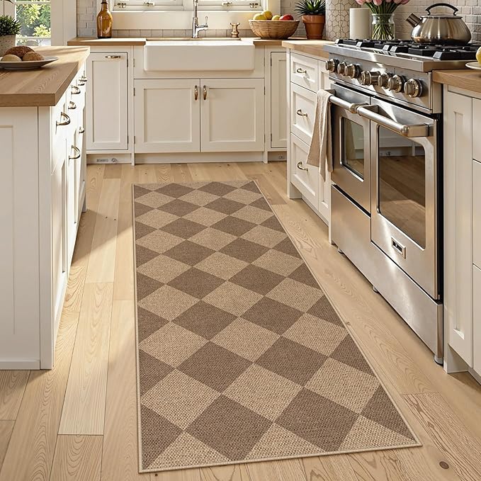 Lahome Checkered Easy Jute Runner Rug, 2x6 Kitchen Mats - Image 2
