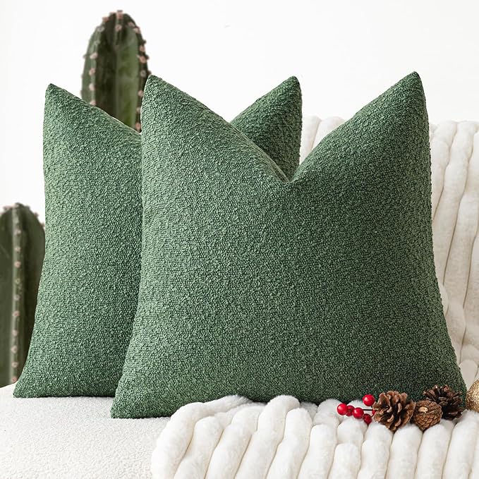 Foindtower Pack of 2 Textured Boucle Throw Pillow Covers Accent Solid Pillow by Foindtower