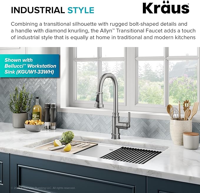 KRAUS Allyn Transitional Industrial Pull-Down Single Handle Kitchen Faucet in - Image 4