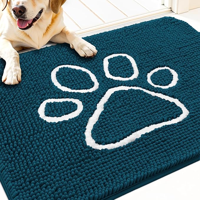 OLANLY Door Mat for Muddy Dog Paws 30x20, Absorbent Chenille Mud Doormat by OLANLY