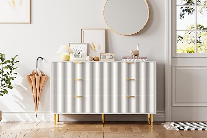 GarveeHome White Dresser, Modern 6 Drawer Dresser - Image 7