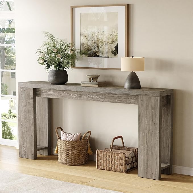 LITTLE TREE 70.9-Inch Long Entryway Table, Farmhouse Sofa Console Table - Image 7