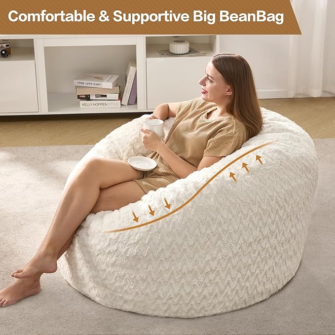 Hobestluk 3ft Bean Bag Chairs for Adults Large Beanbag Chair - Image 3