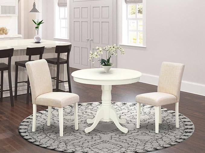 East West Furniture ANAB3-LWH-02 3 Piece Dinette Set - Image 2