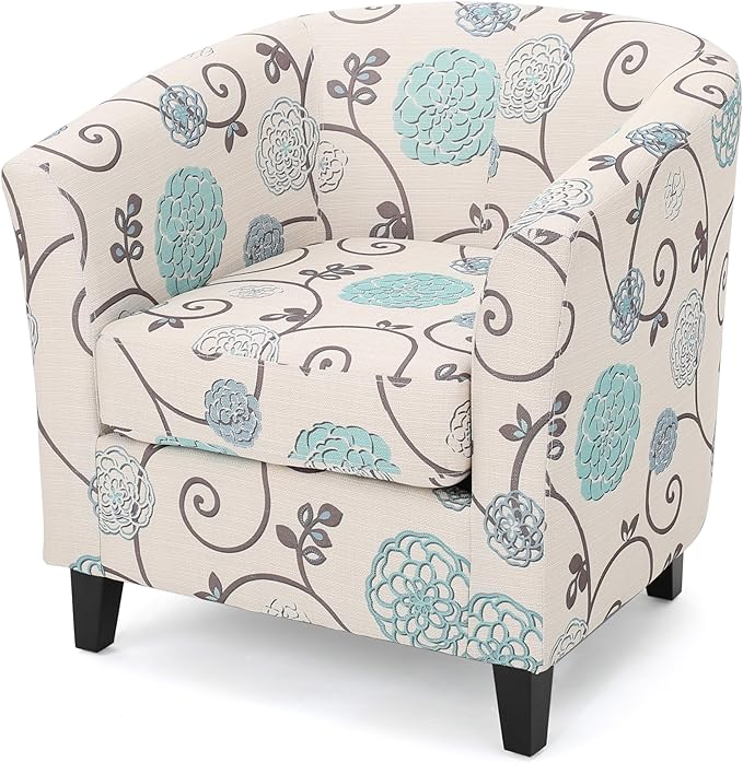 Ball & Cast Upholstered Arm Chair, Classic American Style Flower Design Fabric - Image 8