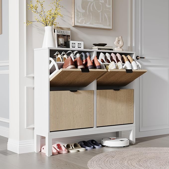 GarveeHome Fluted Shoe Storage Cabinet by GarveeHome