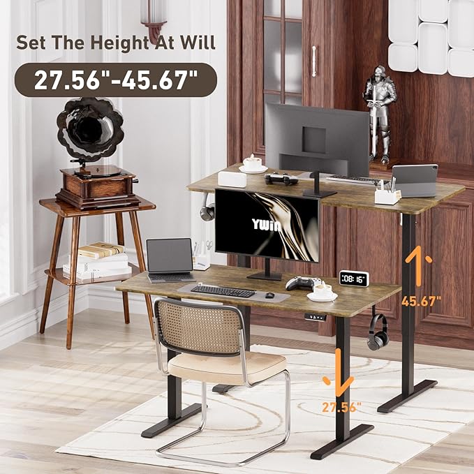 Ywin Electric Height Adjustable Standing Desk, 55 x 24 inches, Ergonomic Stand - Image 4