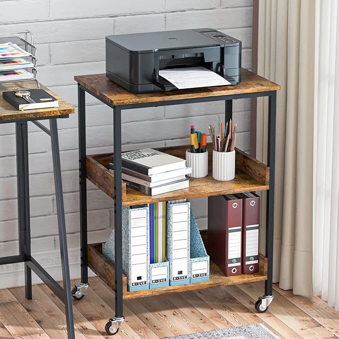 Kitchen Microwave Cart, 3 Tier Rolling Utility Cart on Wheels Coffee Cart - Image 4