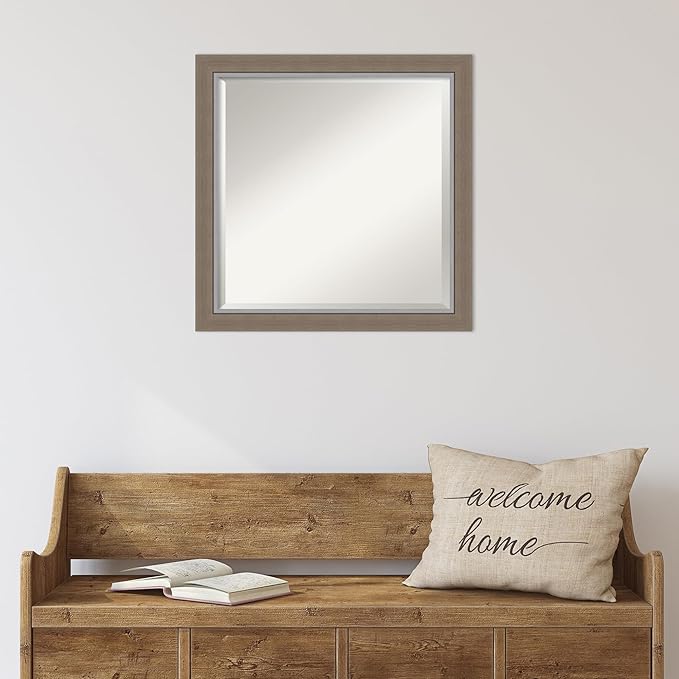 Amanti Art Brown Wall Mirror 23x23 Eva Brown Narrow Square Bathroom Mirror - Image 5