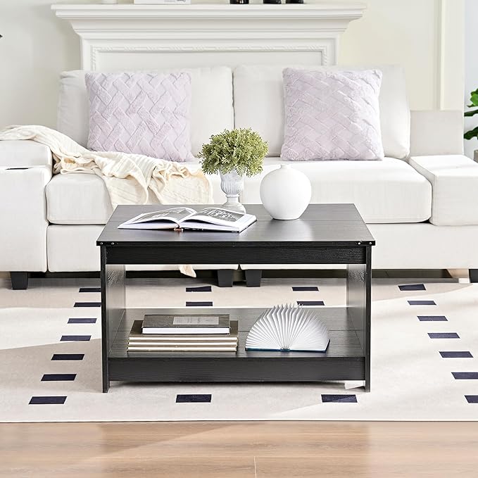 Farmhouse Coffee Table for Living Room, Wood Square Coffee Tables, 31.5" W x - Image 5