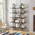 Wide Bookshelf Arched Bookcase, Industrial 5 Tier Open Book Shelves by Kogven
