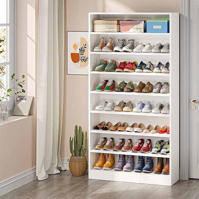 Tribesigns Shoe Cabinet, 9 Tiers 40-45 Pairs Heavy Duty Wood Freestanding Shoe - Image 3