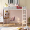 Full Size Metal Loft Bed with 2 Storage Shelves and 1 Desk, Steel Structure Bed by Favfurish