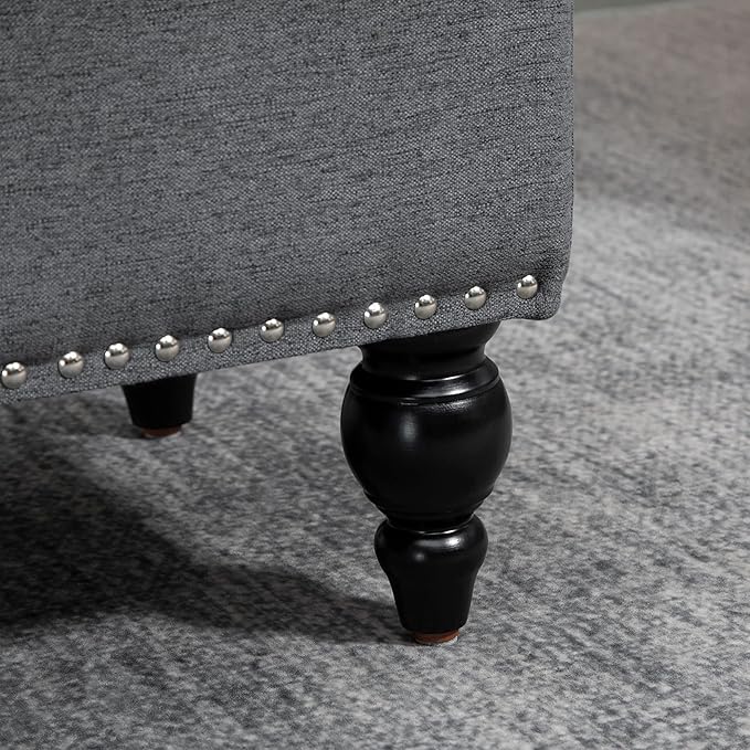 HOMCOM Ottoman with Storage for Living Room, Button-Tufted Fabric Bench for - Image 9