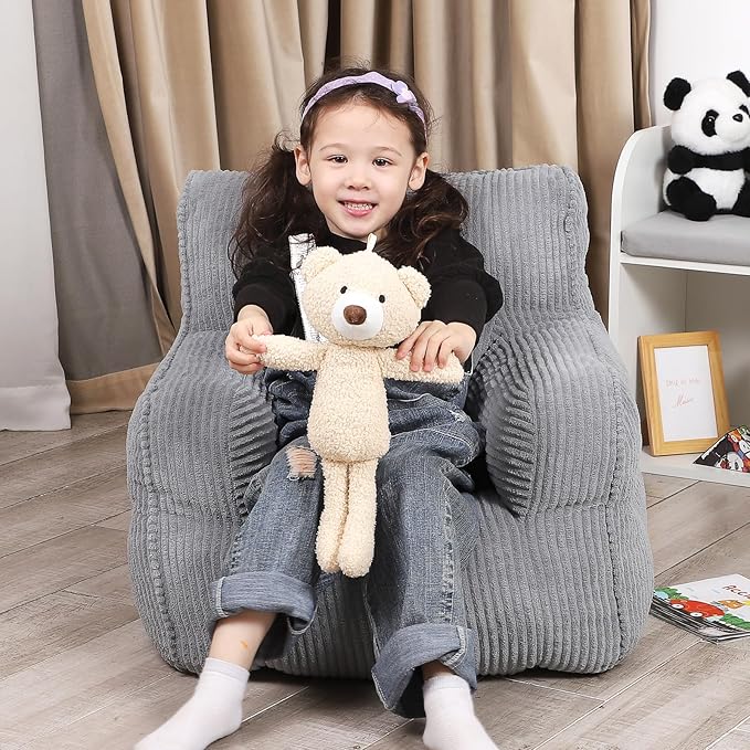 Kids Bean Bag Chair with a Plush Bear, Comfy Toddler Chair - Image 5