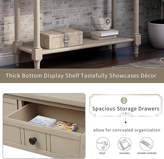 Bellemave Console Table with Drawers, Retro Entryway Table with 2 Drawers and - Image 6