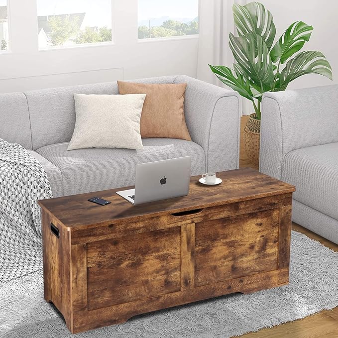 39.4" Storage Chest, Wooden Storage Bench, Lift Top Toy Chest - Image 9