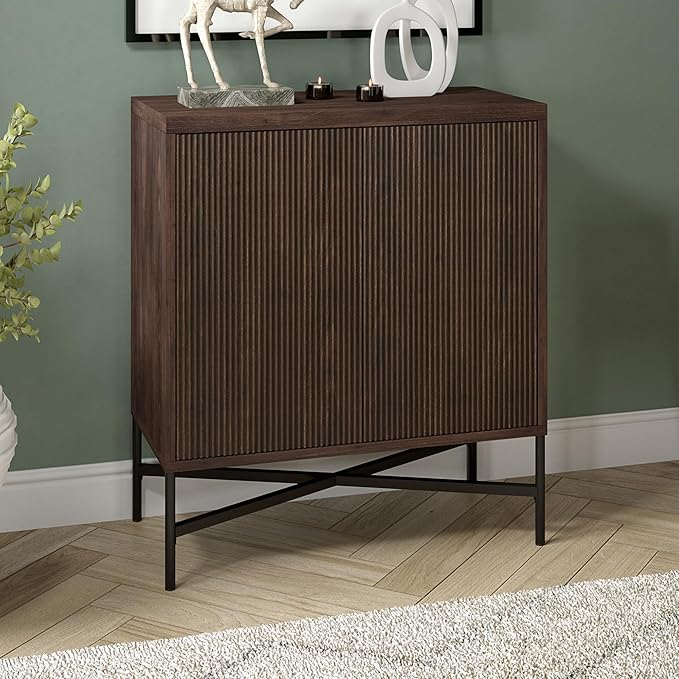 Henn&Hart 28" Wide Rectangular Accent Cabinet in Brown, - Image 2
