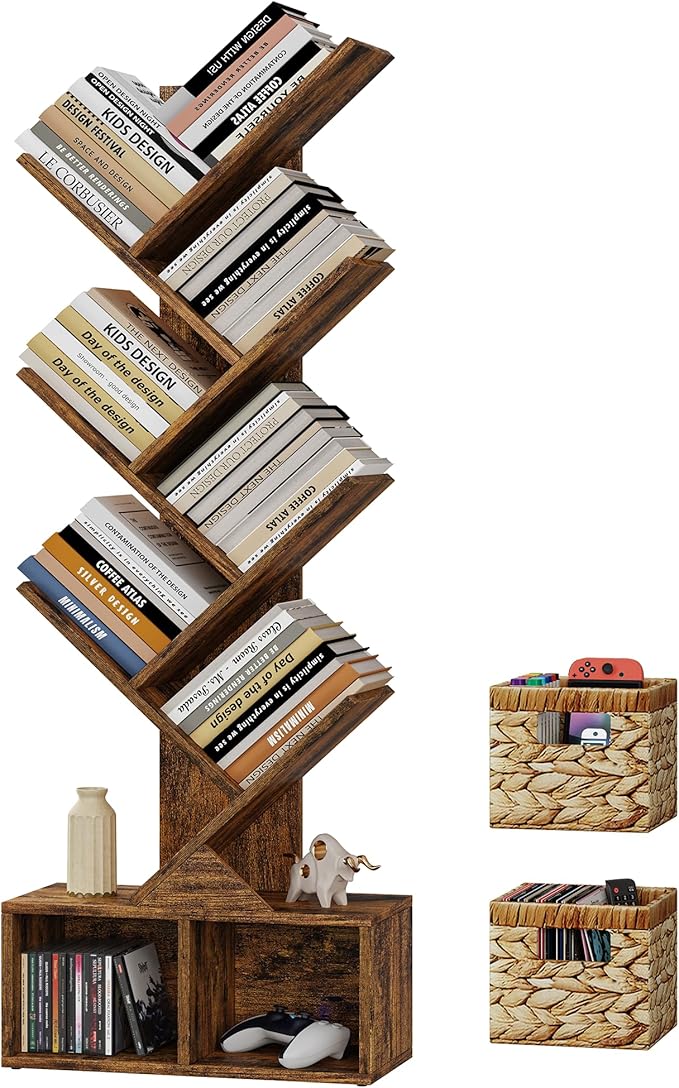 Vagusicc 6 Tier Tree Bookshelf, Small Bookcase by Vagusicc