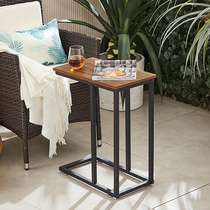 VECELO C Shaped End Side Table for Sofa Couch and Bed Snack TV Tray for Living - Image 5