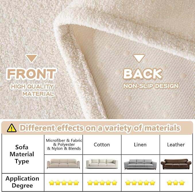 MYSKY HOME White Couch Cover Couch Covers - Image 4