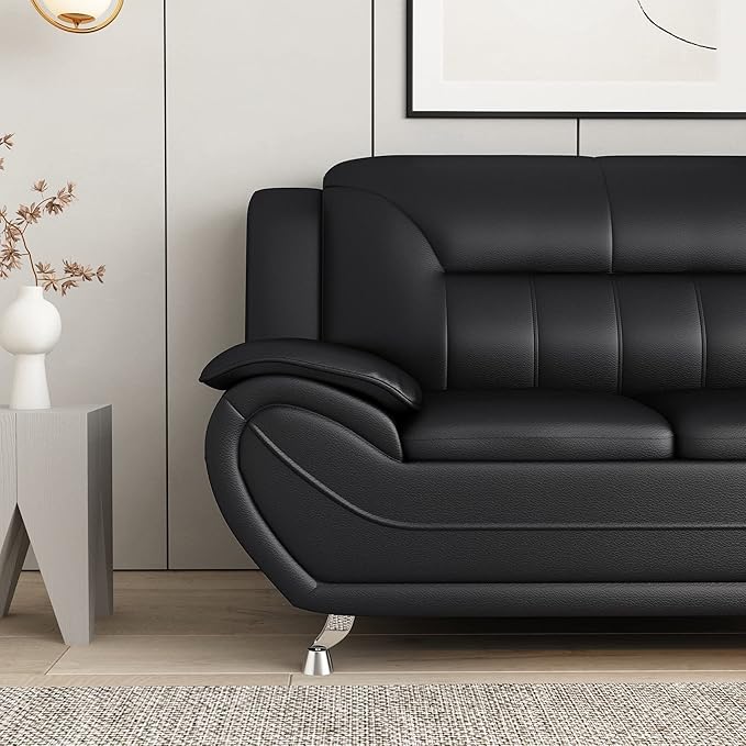 Container Furniture Direct Michael Modern Faux Leather Upholstered Stainless - Image 10
