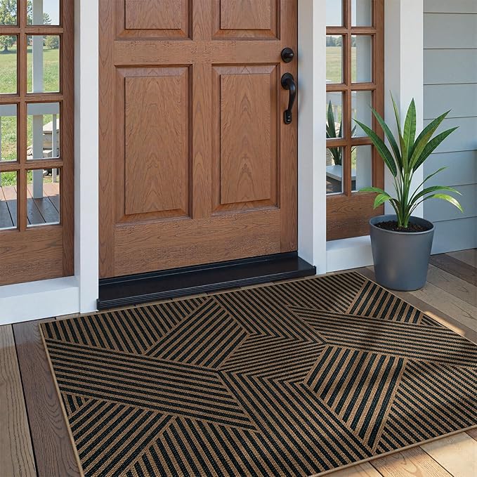 Lahome Modern Geometric Outdoor Easy Jute Rug, 3x5 Indoor Outdoor Rugs - Image 5