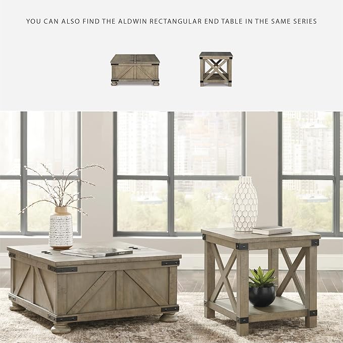 Signature Design by Ashley Aldwin Farmhouse Square Coffee Table - Image 6