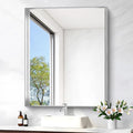 Silver Bathroom Mirror, 30x36 Inch Rectangular Framed Mirror, Large Wall by Unknown
