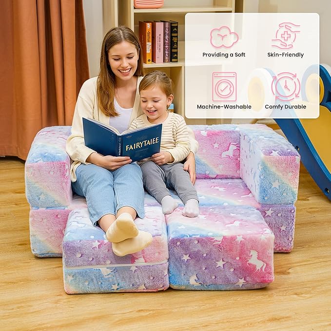 Lamerge Toddler Couch Glow in The Dark Toddler Fold Out Couch - Image 2