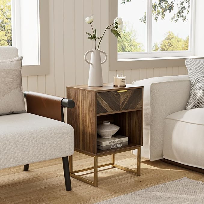 Masupu Nightstand, Modern Night Stand Boho Farmhouse Wood Bedside Table - Image 4