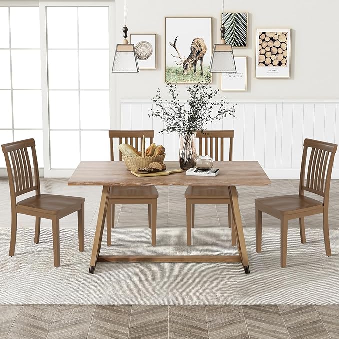COLAMY Wooden Dining Chairs Set of 4, Solid Rubberwood Kitchen & Dining Room by COLAMYINC