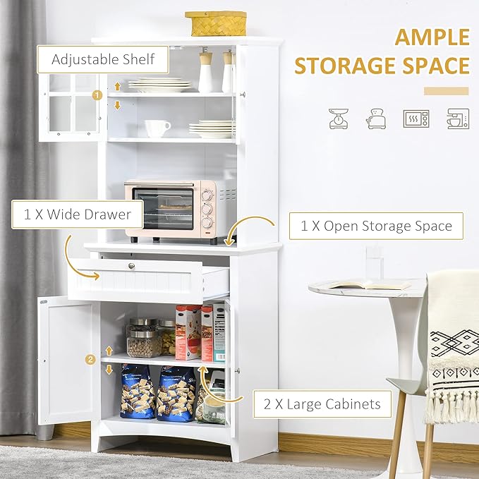 HOMCOM Elegant Buffet with Hutch, Kitchen Pantry Storage Cabinet with Framed - Image 5