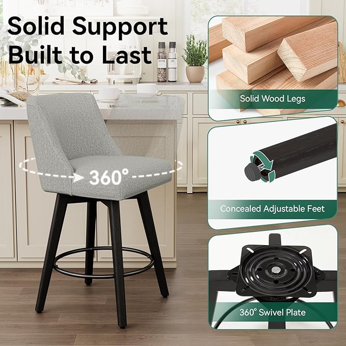 Vipbear Swivel Counter Height Bar Stools Set of 4, 26.8" H Counter Stools - Image 5