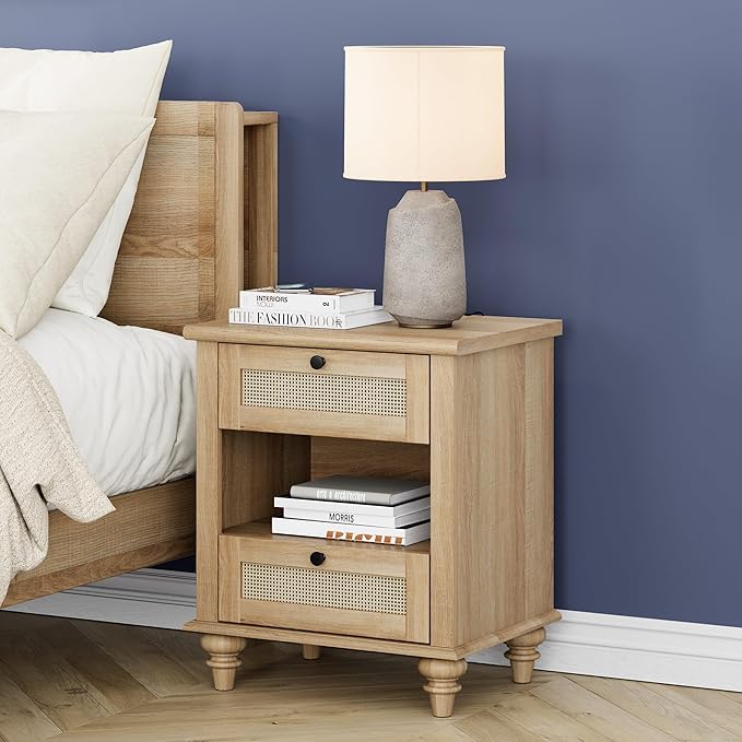 WAMPAT Rattan Nightstand Side Table - Image 4