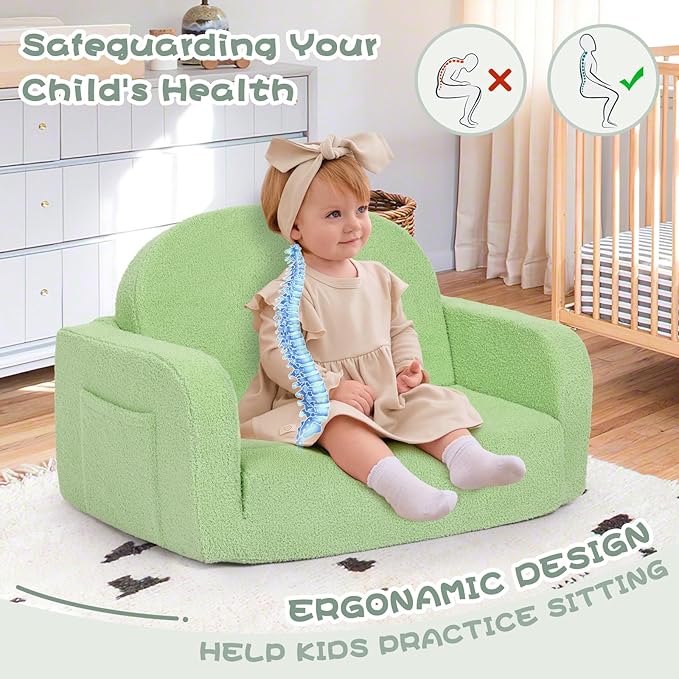 Extra Wide Kids Couch, 2-in-1 Soft Toddler Couch - Image 6