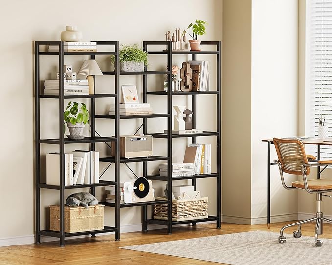Casaottima Triple 5 Tier Bookshelf, Large Bookcase - Image 3
