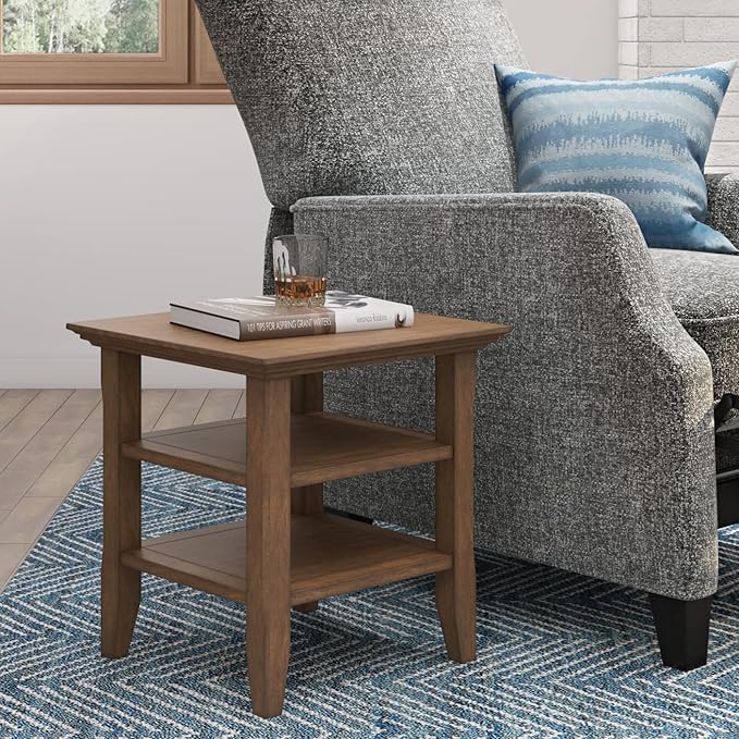 SIMPLIHOME Acadian SOLID WOOD 19 Inch Wide Square Transitional End Table in - Image 2