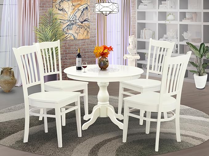 East West Furniture HBGR5-LWH-W 5 Piece Kitchen Table & Chairs Set Includes a - Image 2