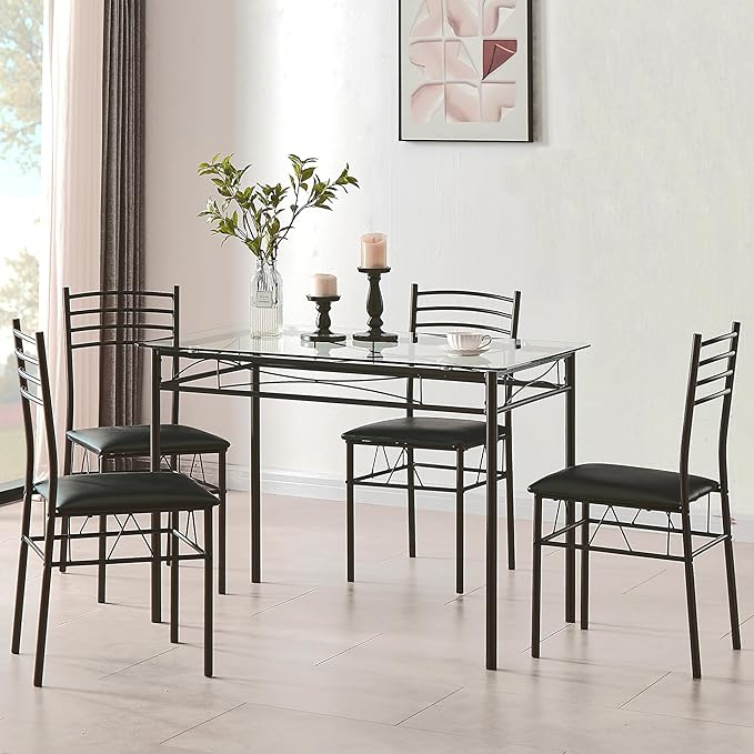 VECELO Kitchen Dining Table and Chairs Set - Image 2