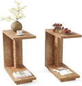 LITTLE TREE C-Shaped Side Table Set of 2, Narrow 2-Tier End Table by LITTLETREE