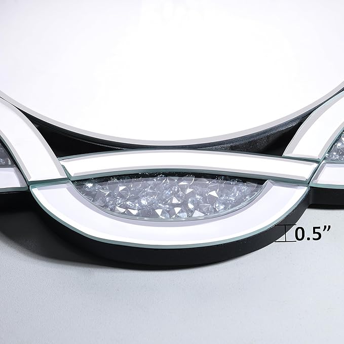 Crystal Decorative Mirror-32 x32 Gorgeous Silver Mirror Crush Diamond Mirror - Image 6