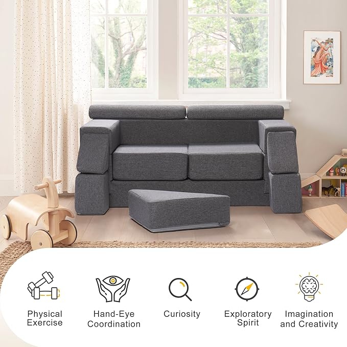 ROBOTIME Modular Play Couch for Kids – Convertible Foam Toddler Sofa for Boys & - Image 6