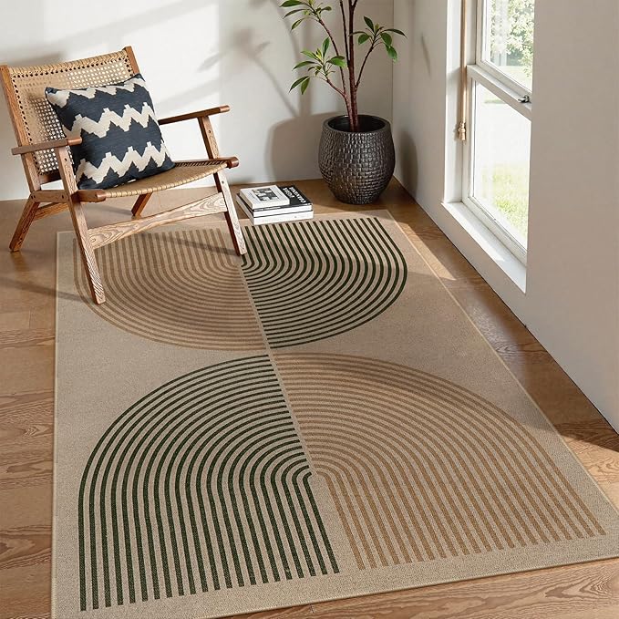 Lahome Modern Rainbow Easy Jute Office Rug, Washable Rugs 4x6 by Lahome