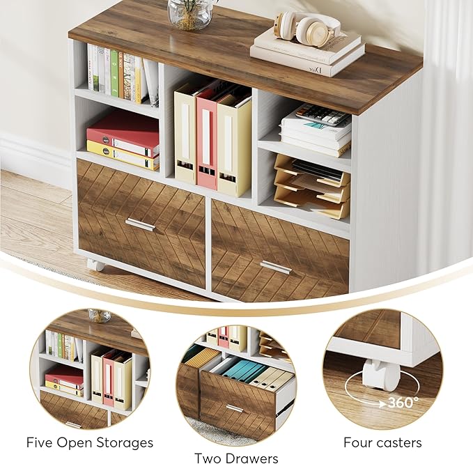 Tribesigns 2-Drawer Wood File Cabinet, Mobile Lateral Filing Cabinet - Image 3
