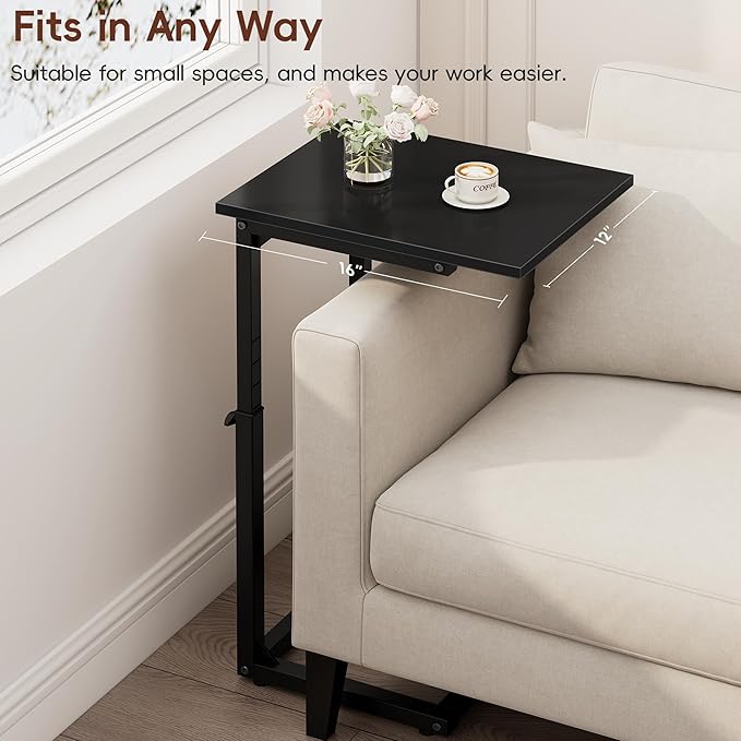 Vagusicc C Shaped End Table, Sofa Table That Slide Under, C Table End Table TV - Image 6