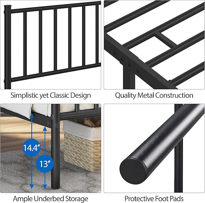 Yaheetech Twin Bed Frame Metal Platform Bed Frame Mattress Foundation - Image 5