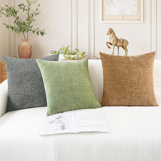 CaliTime Throw Pillow Covers Decorative 22 X 22 Inches Pack of 2 Cozy Chenille - Image 5