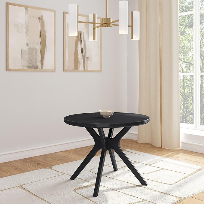 Plank+Beam Verso Round Dining Table, 38 Inch Solid Wood Kitchen & Dining Room by PlankBeam