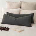 Foindtower Set of 2 Decorative Linen Check Throw Pillow Covers Neutral Long by Foindtower
